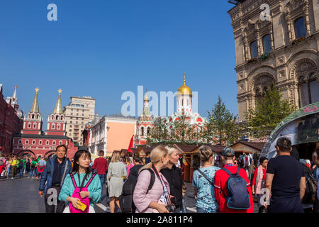 Moskau, Russland: 31. AUGUST 2019: Historische Gebäude am Roten Platz. Moskau, Russland Stockfoto