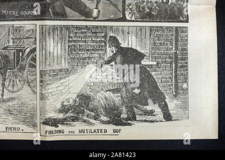 Jack the Ripper ära Zeitung (Nachbau): Illustrierte Polizei Nachrichten vordere Seite mit Mord von Elizabeth Stride in der Berner Straße. Stockfoto