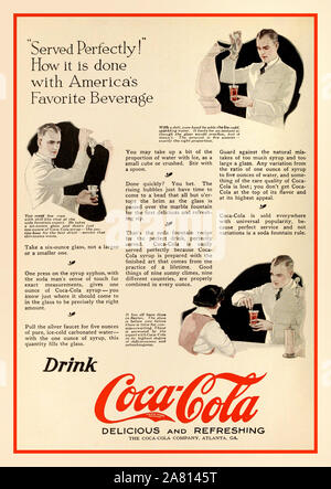 Jahrgang Archiv historische Coca Cola Cola Ad 1920s Coca-Cola Ad ca. 1923 - eine Anleitung, wie Sie die perfekte Koks machen. Von Arbeitnehmern Perfekt! Wie ist es mit Amerika Lieblingsgetränk" getan werden. Stockfoto