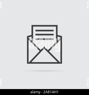 Umschlagsymbol in flacher Stil auf grauem Hintergrund öffnen. Für ihr Design, Logo. Vector Illustration. Stock Vektor