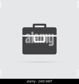 Aktenmappe im flachen Stil auf grauem Hintergrund. Für ihr Design, Logo. Vector Illustration. Stock Vektor