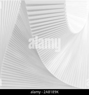 Abstrakte square geometrischen Hintergrund, parametrische Spirale weißen Treppe installation, Ansicht von oben, 3D-Rendering illustration Stockfoto