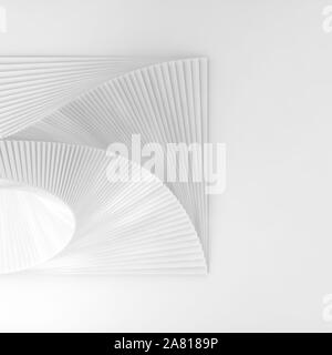 Abstrakte geometrische Hintergrund, parametrische weißen Treppe installation, Ansicht von oben, 3D-Rendering illustration Stockfoto