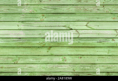 Grüne grungy Holzwand, Vorderansicht, nahtlose Hintergrund Foto Textur Stockfoto