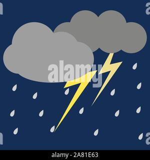 Regen und Donner, Illustration, Vektor auf weißem Hintergrund. Stock Vektor