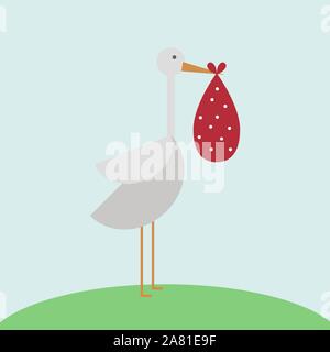 Storch Vogel, Illustration, Vektor auf weißem Hintergrund. Stock Vektor