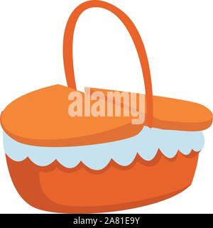 Picknickkorb, Illustration, Vektor auf weißem Hintergrund. Stock Vektor