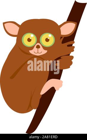 Tarsier, Illustration, Vektor auf weißem Hintergrund. Stock Vektor