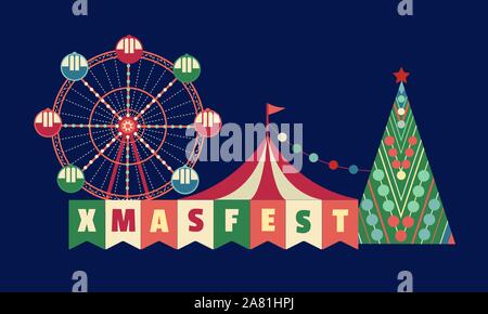 Weihnachts Fest flache Farbe Vektor Poster Stock Vektor