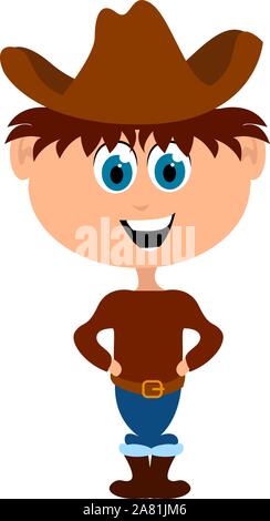 Cowboy, Illustration, Vektor auf weißem Hintergrund. Stock Vektor