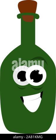Grüne Flasche, Illustration, Vektor auf weißem Hintergrund. Stock Vektor
