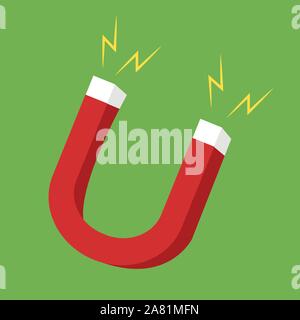 Magnet, Illustration, Vektor auf weißem Hintergrund. Stock Vektor