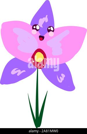 Orchid niedlich, Illustration, Vektor auf weißem Hintergrund. Stock Vektor