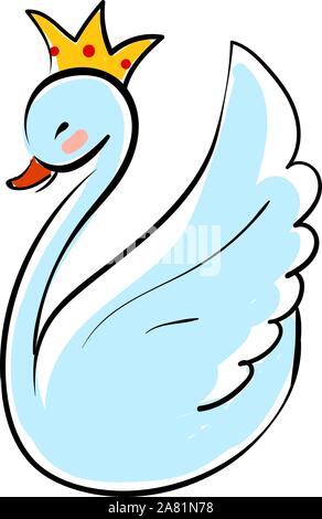 Prinzessin Swan, Illustration, Vektor auf weißem Hintergrund. Stock Vektor