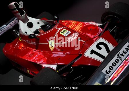 Mugello, 25. Oktober 2019: Klassische F1 Ferrari 312T von 1975 ex Niki Lauda auf dem Display während die Finali Mondiali Ferrari 2019 im Mugello. Stockfoto