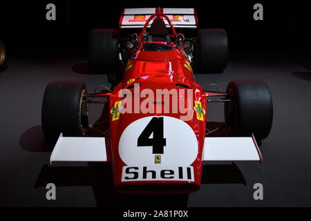 Mugello, 25. Oktober 2019: Historische F1 Ferrari 312B jahr 1970 auf dem Display während Finali Mondiali Ferrari 2019 in Mugello in Italien. Stockfoto