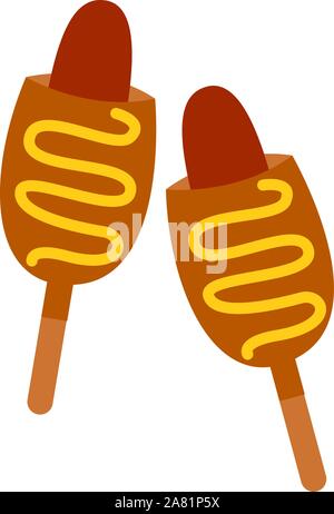 Wurst auf Stick, Illustration, Vektor auf weißem Hintergrund. Stock Vektor