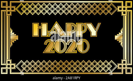 2020 Neue Jahre Countdown Uhr ändern Ziffer mit festlichen Hintergrund und gold Typ Stockfoto