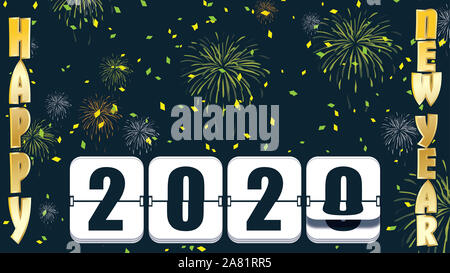 2019 Silvester Countdown Uhr ändern Ziffer mit festlichen Hintergrund und Flip Typ Stockfoto