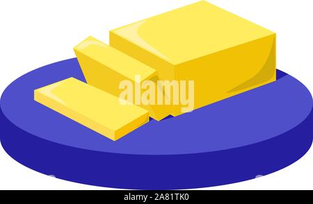 Butter auf Platte, Illustration, Vektor auf weißem Hintergrund. Stock Vektor