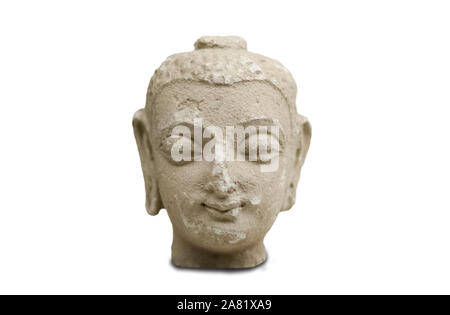 Madrid, Spanien - September 12th, 2018: Stuck Kopf des Buddha Figur von Gandara, im Nordosten Afghanistans. 5. Jahrhundert AC. Nationales Museum für Anthropologie, Mad Stockfoto