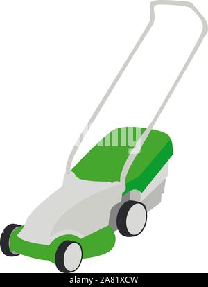 Rasenmäher, Illustration, Vektor auf weißem Hintergrund. Stock Vektor