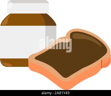 Nutella und Brot, Illustration, Vektor auf weißem Hintergrund. Stock Vektor