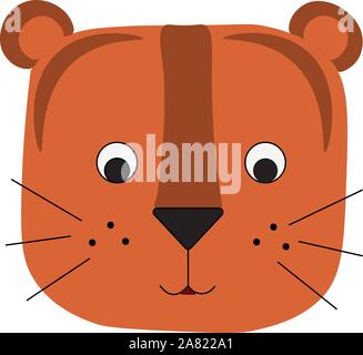Tiger Kopf, Illustration, Vektor auf weißem Hintergrund. Stock Vektor