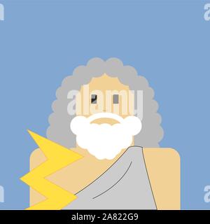 Zeus, Illustration, Vektor auf weißem Hintergrund. Stock Vektor