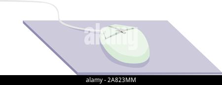 Maus auf Mousepad, Illustration, Vektor auf weißem Hintergrund. Stock Vektor