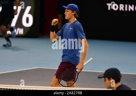 Mailand, Italien. 5 Nov, 2019. sinnerduring Next Gen ATP-Finale - Turnier Runde - Frances Tiafoe vs J. Sünder, Tennis Internationals in Mailand, Italien, 05. November 2019 - LPS/Alessio Tarpini Credit: Alessio Tarpini/LPS/ZUMA Draht/Alamy leben Nachrichten Stockfoto