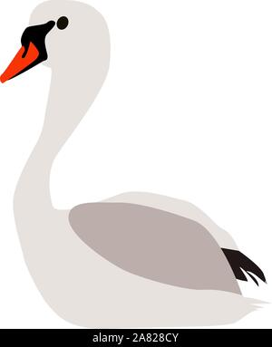 White Swan, Illustration, Vektor auf weißem Hintergrund. Stock Vektor