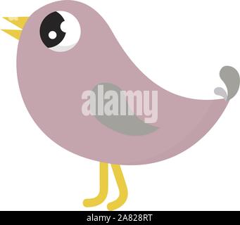 Rosa Vogel, Illustration, Vektor auf weißem Hintergrund. Stock Vektor