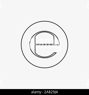 Vector Illustration, flache Bauform. Geschätzte unterzeichnen, E Markierung Symbol Stock Vektor