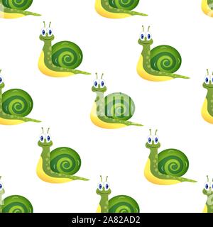 Muster Vector Illustration. Fröhlich lächelnd cartoony Schnecke Stock Vektor