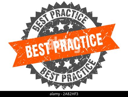 Best practice grunge Stempel mit orange Band. best practice Stock Vektor