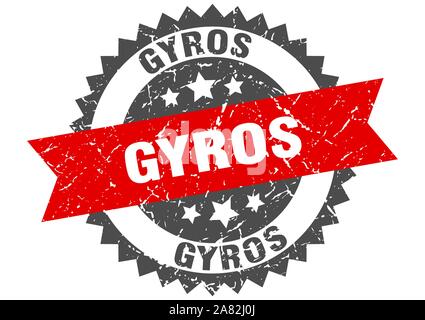 Gyros grunge Stempel mit rotem Band. gyros Stock Vektor