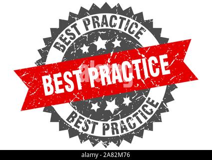 Best practice grunge Stempel mit rotem Band. best practice Stock Vektor