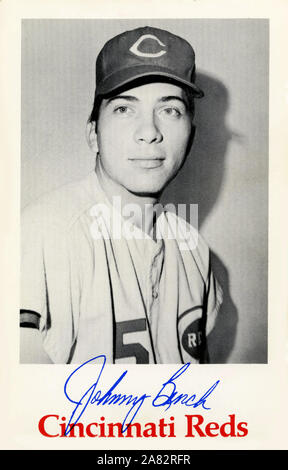 Vintage schwarz und weiß Erinnerungsfoto von Major League Baseball player Johnny Bank mit den Cincinnati Reds ca. 70er Jahre. Stockfoto