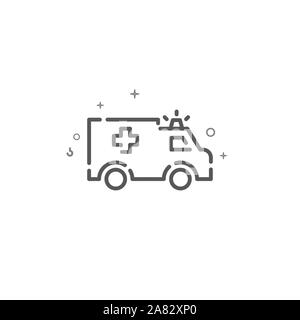 Krankenwagen Auto einfache Linie Symbol. Notfall Symbol, Piktogramm, sign. Hellen Hintergrund. Stockfoto