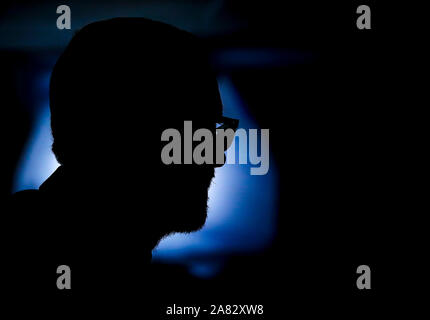 Harlow. 5 Nov, 2019. Britische Labour Party leader Jeremy Corbyn liefert eine Brexit Rede in Harlow, Großbritannien an November 5, 2019. Credit: Han Yan/Xinhua/Alamy leben Nachrichten Stockfoto