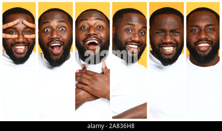 Collage aus Fotos mit jungen Afrikaner - Mann Stockfoto
