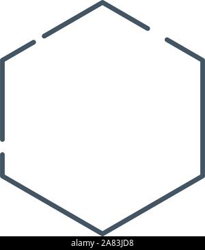 Lineare Hexagon mit editierbaren Schlaganfall. Hexagon geometrische vieleckige Logo. Vektor Illustration auf weißem Hintergrund. Stock Vektor