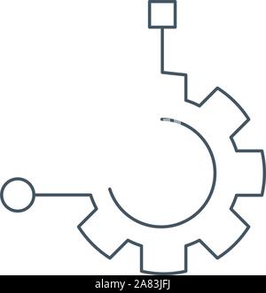 Funktion Technologie Logo. Lineare Cog, Zahnradsymbol. Vektor Illustration auf weißem Hintergrund. Stock Vektor