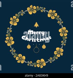 Handschrift Frohe Weihnachten und guten Rutsch ins neue Jahr, mit wallpaper Artwork von Blume Rahmen. Vektor Stock Vektor