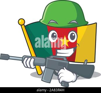 Flagge Kamerun Cartoon in Zeichenform Armee Stock Vektor