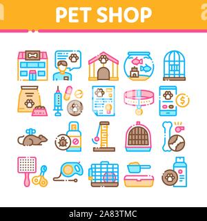 Pet Shop Sammlung Elemente Icons Set Vector Stock Vektor