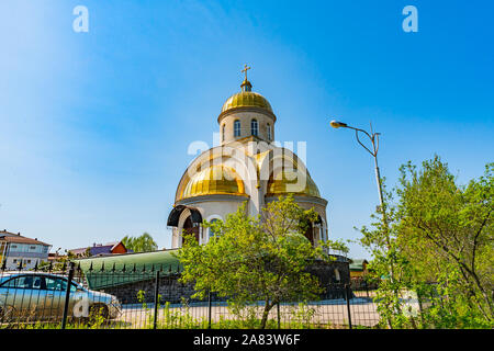 Nur-Sultan Astana Saint Joseph ukrainische griechisch-katholische Kirche Blick von der Straße auf einem sonnigen blauen Himmel Tag Stockfoto