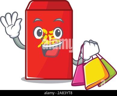 Cute rot Umschlag auf isolierte Maskottchen shopping Stock Vektor