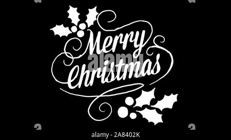 Merry christmas Logo, im Schwarzen Brett Zeichnung Stil gestaltet, animierte Material ideal für die Weihnachtszeit Stockfoto